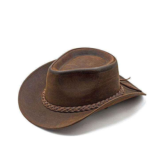 Crushable Leather Outback Hat Braided Band