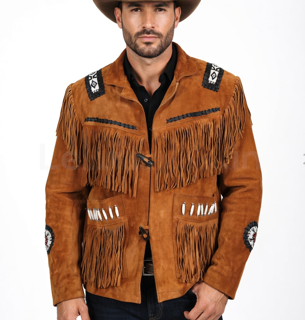 Mens Western Wear Suede Fringed Jacket-ZLC-WJM-1003 - ZHIM LEATHER CREATIONS