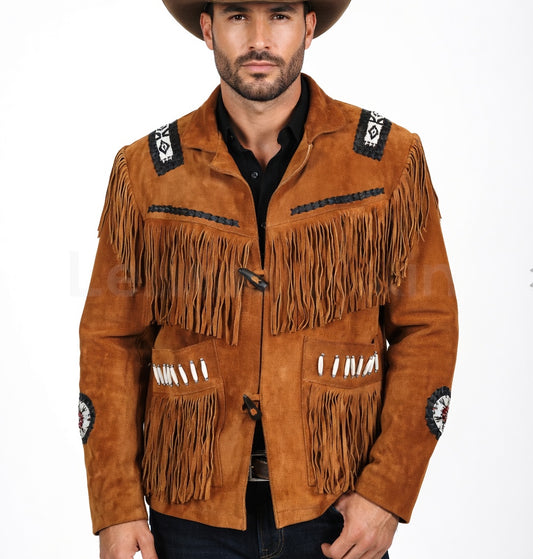 Mens Western Wear Suede Fringed Jacket-ZLC-WJM-1003 - ZHIM LEATHER CREATIONS
