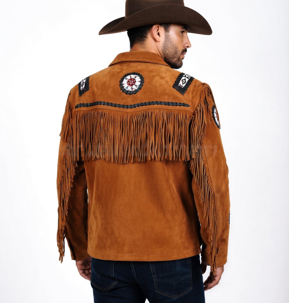 Mens Western Wear Suede Fringed Jacket-ZLC-WJM-1003 - ZHIM LEATHER CREATIONS