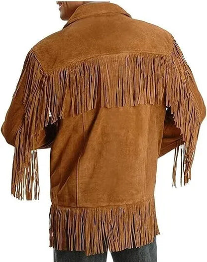 Men Native American Western Cowboy Leather Jacket Coat Suede Fringe-ZLC-WJM-1010-1