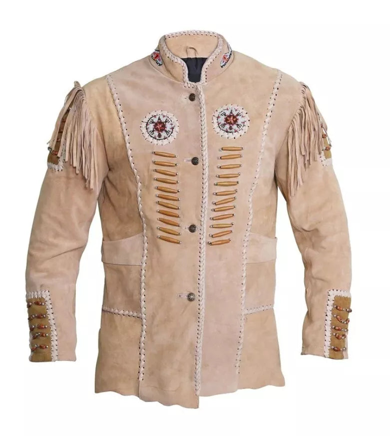 Men's Western Suede Leather Cowboy Fringe Shirt Style Native American Jacket-ZLC-WJM-1005-2