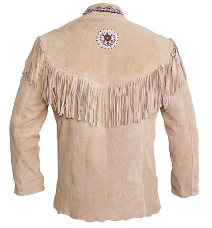 Men's Western Suede Leather Cowboy Fringe Shirt Style Native American Jacket-ZLC-WJM-1005-3