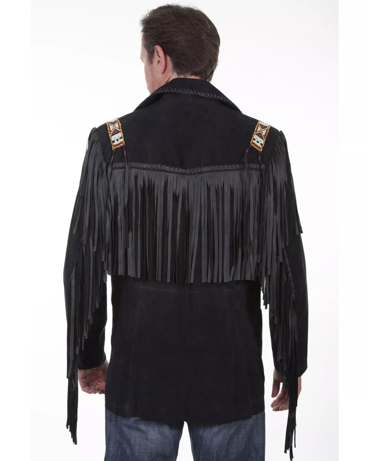 Men's  Fringe Shirt Style Western Suede Leather Cowboy and Native American Jacket-ZLC-WJM-1009-1