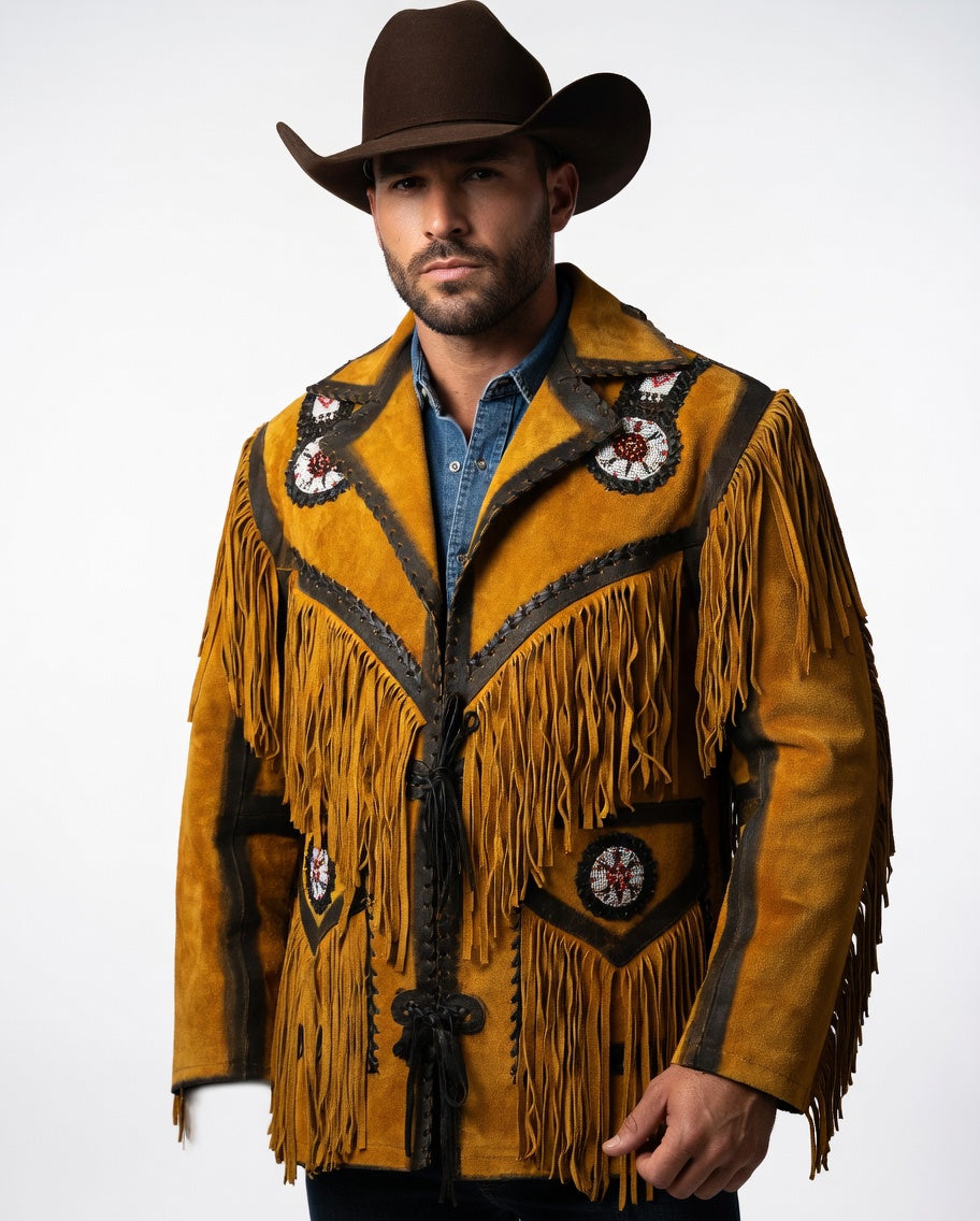 Mens Western Wear Suede Fringed Jacket ZLC-WJM-1001 - ZHIM LEATHER CREATIONS