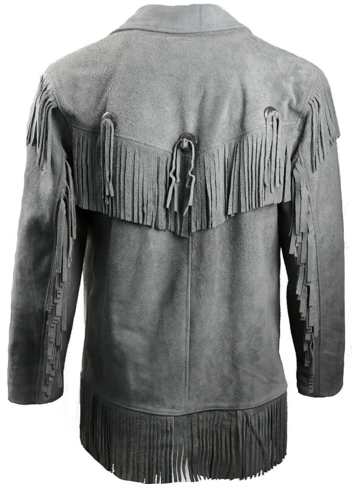 Men's Fringe Suede Leather Cowboy Jacket- ZLC-WJM-1057 Zhim Leather Creations