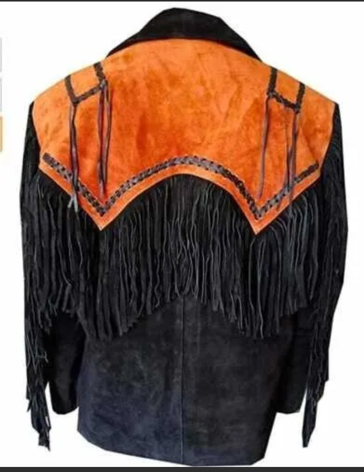 Mens Western Wear Suede Fringed Jacket-ZLC-WJM-1020