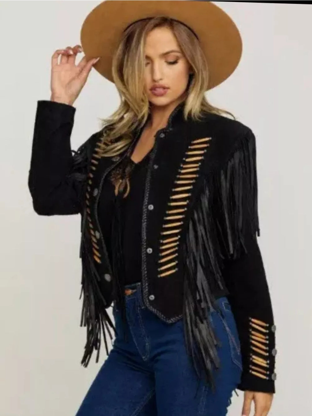 Women's Fringe Suede Leather cowboy Jacket -ZLC-WWJ-2090 - ZHIM LEATHER CREATIONS