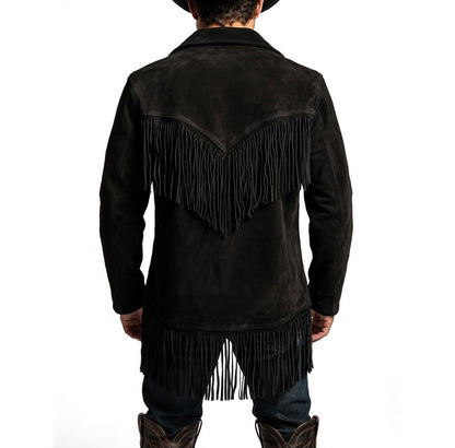 Men's Fringe Suede Leather Cowboy Jacket- ZLC-WJM-1042