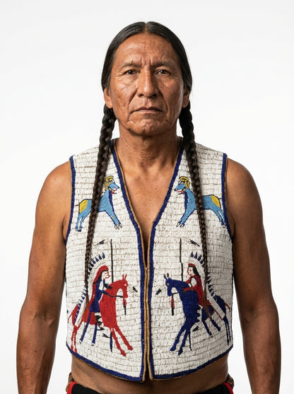 Old American Sioux Style Handmade Fully Beaded Powwow Regalia Vest BV2