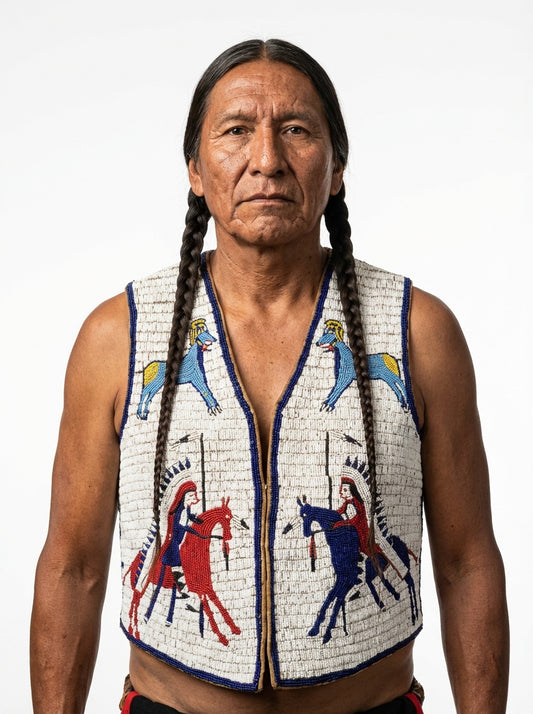 Old American Sioux Style Handmade Fully Beaded Powwow Regalia Vest BV2