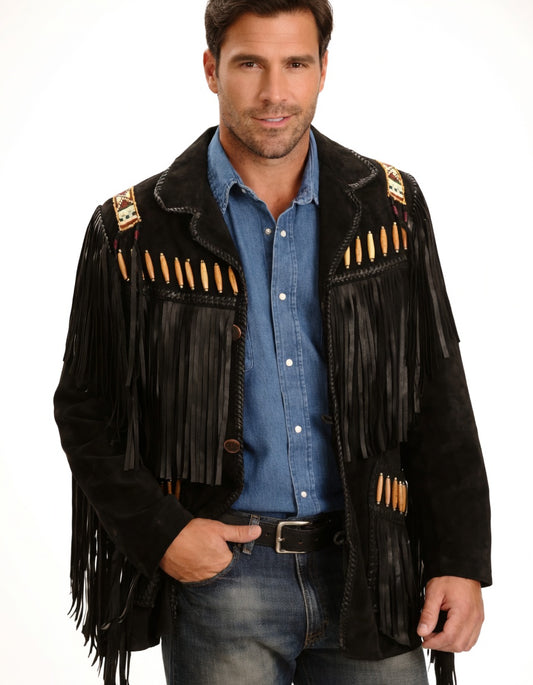 Mens Western Wear Suede Fringed Jacket-ZLC-WJM-1015 - ZHIM LEATHER CREATIONS