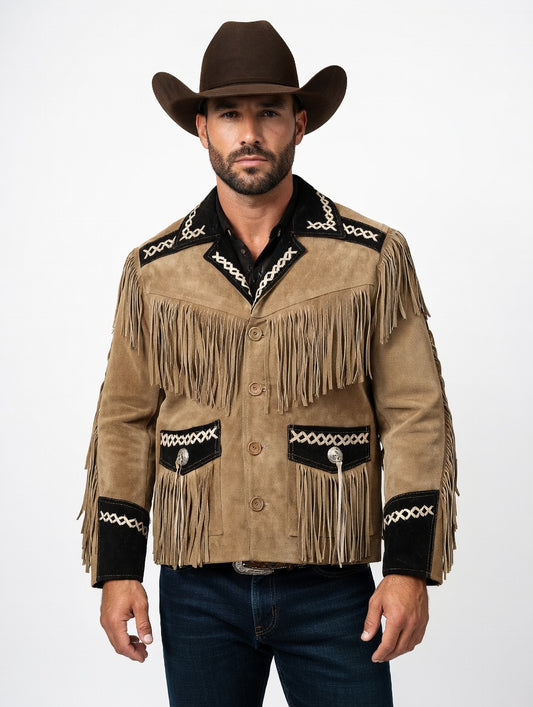 Mens Western Wear Suede Fringed Jacket-ZLC-WJM-1011 - ZHIM LEATHER CREATIONS