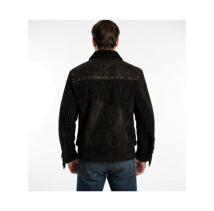 Men's Fringe Suede Leather Cowboy Jacket- ZLC-WJM-1047