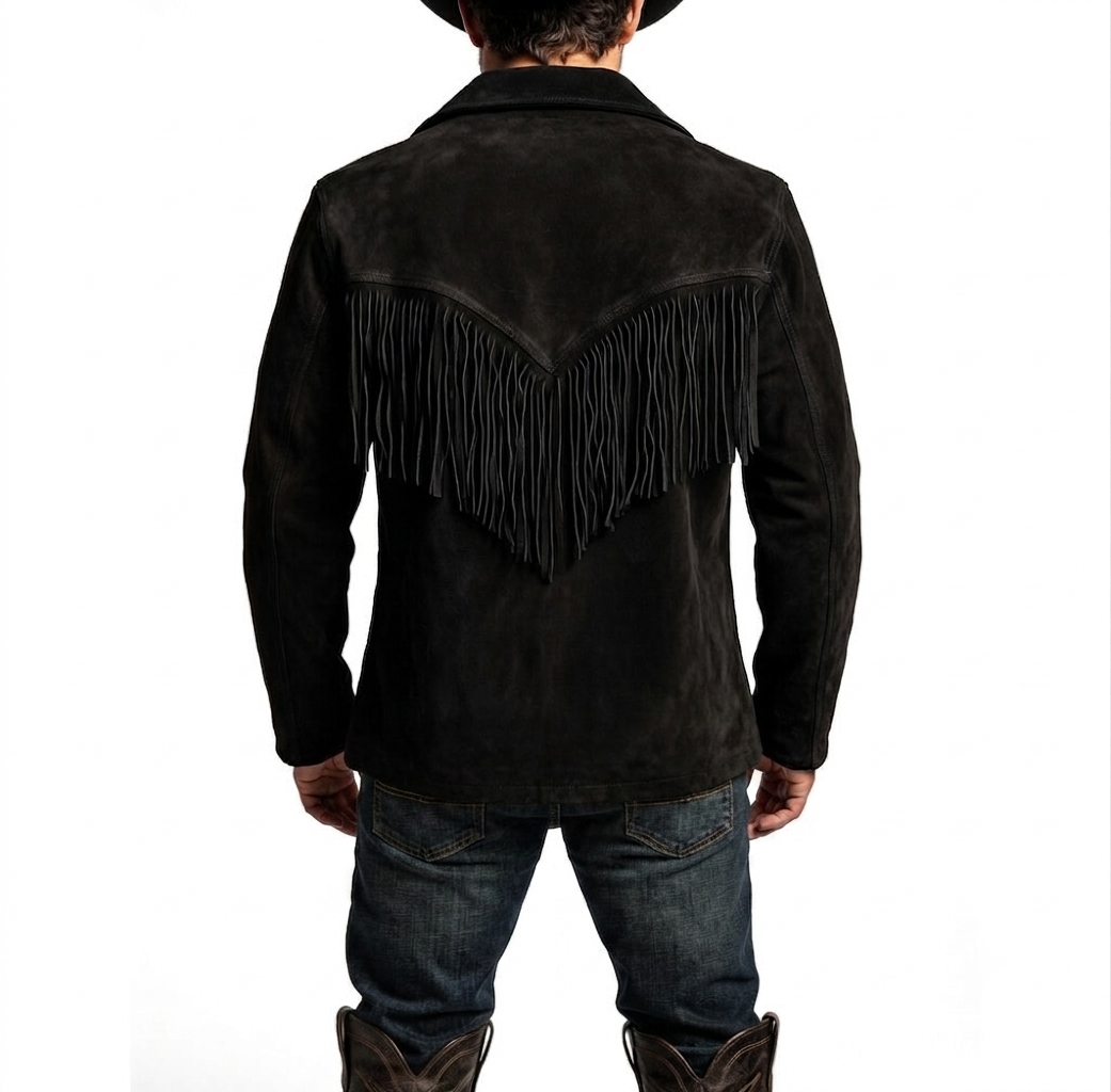 Men's Fringe Suede Leather Cowboy Jacket- ZLC-WJM-1042