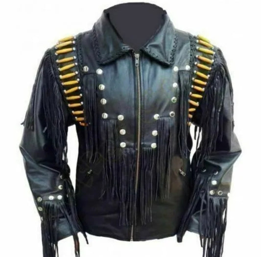 Mens Western Wear Suede Fringed Jacket-ZLC-WJM-1019