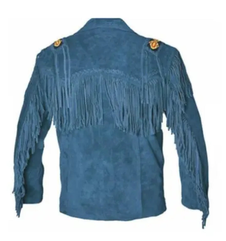 Mens Western Wear Suede Fringed Jacket-ZLC-WJM-1023