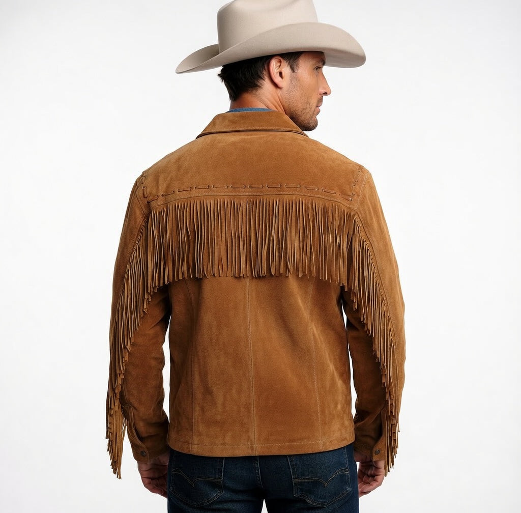Mens Western Wear Suede Fringed Jacket-ZLC-WJM-1007 - ZHIM LEATHER CREATIONS