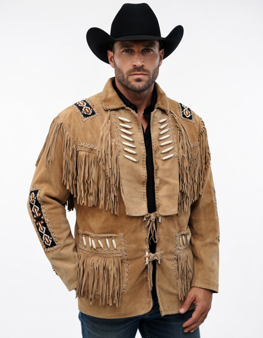 Mens Western Wear Suede Fringed Jacket-ZLC-WJM-1004 - ZHIM LEATHER CREATIONS