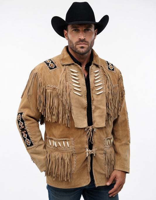 Mens Western Wear Suede Fringed Jacket-ZLC-WJM-1004 - ZHIM LEATHER CREATIONS
