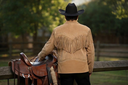 Men's Fringe Suede Leather Cowboy Jacket- ZLC-WJM-1026