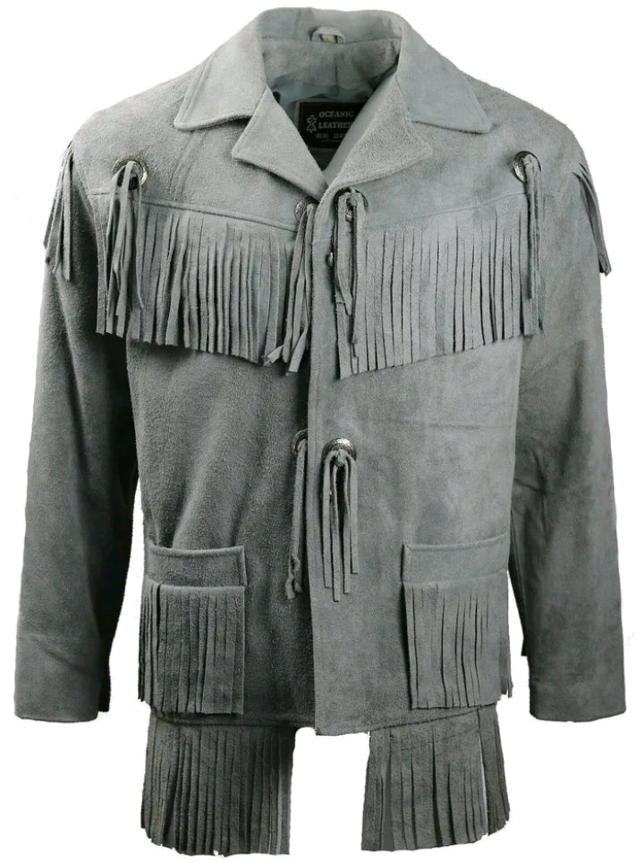 Men's Fringe Suede Leather Cowboy Jacket- ZLC-WJM-1057 Zhim Leather Creations