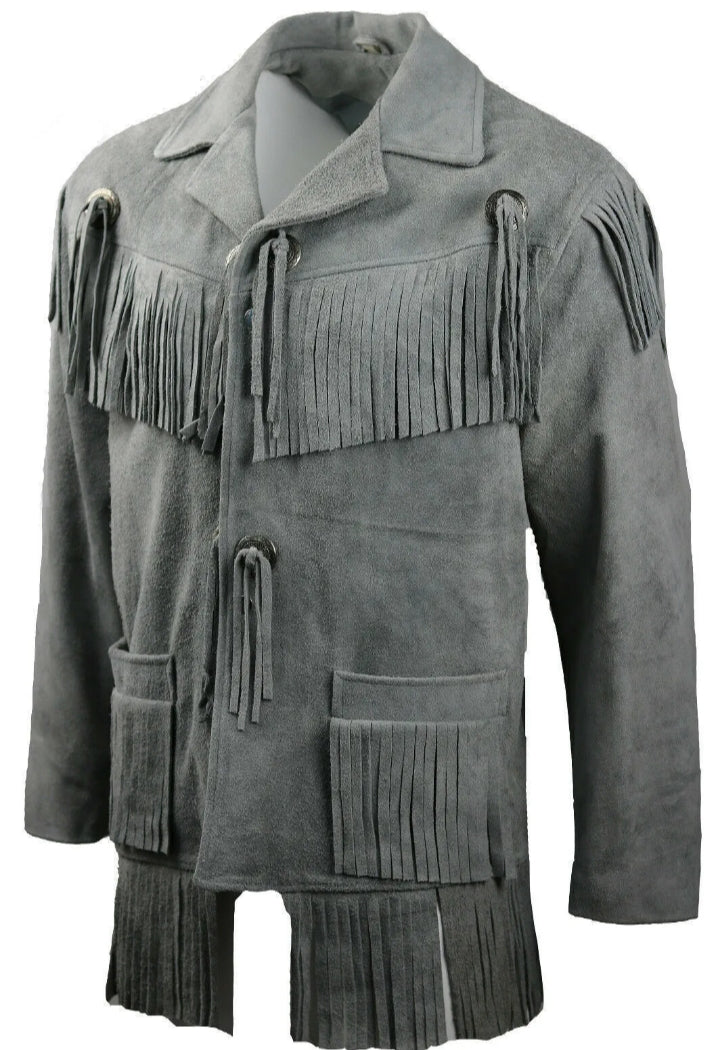 Men's Fringe Suede Leather Cowboy Jacket- ZLC-WJM-1057 Zhim Leather Creations