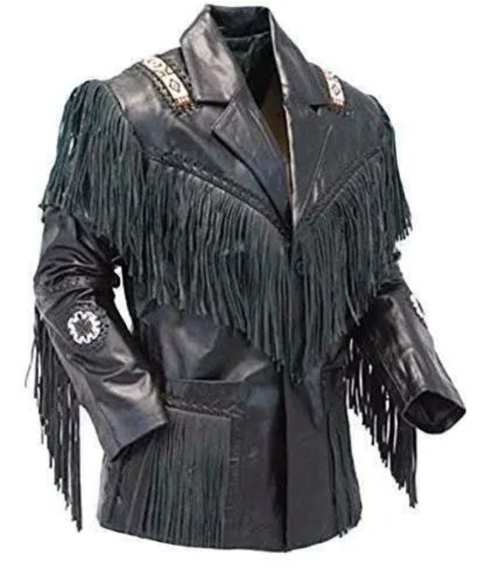 Men's Fringe Western Cowboy Suede Leather Jacket/ Top Native American Jacket-ZLC-WJM-1051