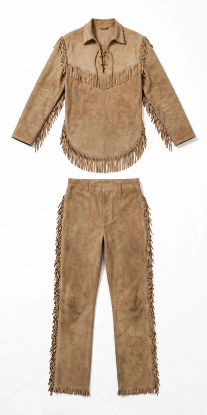 Shane 1953 Mens Buckskin Suit USA - Fringe Shirt & Pants Set