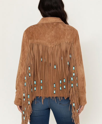 Women's Fringe Suede Leather cowboy Jacket -ZLC-WWJ-2091