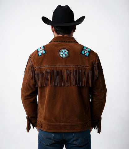 Mens Suede Leather Fringed Jacket - Rusty Suede Leather Fringed Jacket ZLC-WJM-1013 - ZHIM LEATHER CREATIONS