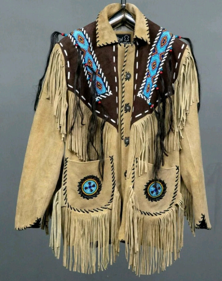 Mens Western Wear Suede Fringed Jacket-ZLC-WJM-1022