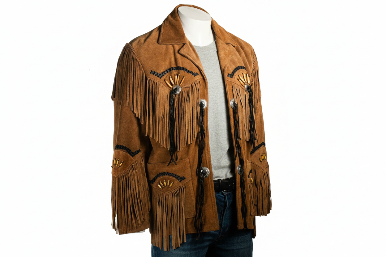 Men's Fringe Suede Leather Cowboy Jacket- ZLC-WJM-1037 - ZHIM LEATHER CREATIONS
