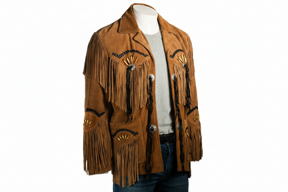 Men's Fringe Suede Leather Cowboy Jacket- ZLC-WJM-1037 - ZHIM LEATHER CREATIONS