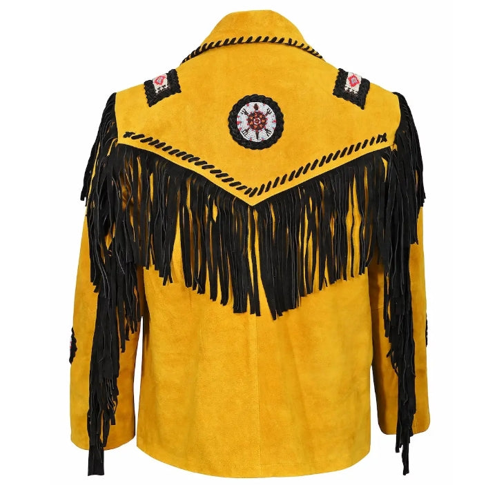 Men's Fringe Western Cowboy Suede Leather Jacket/ Top Native American Jacket-ZLC-WJM-1014-1