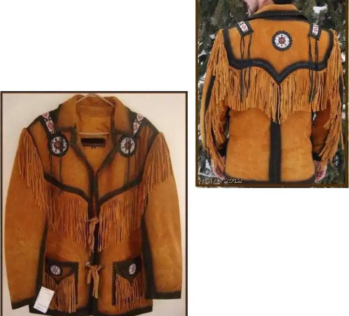 Men's Fringe Western Cowboy Suede Leather Jacket/ Top Native American Jacket-ZLC-WJM-1029