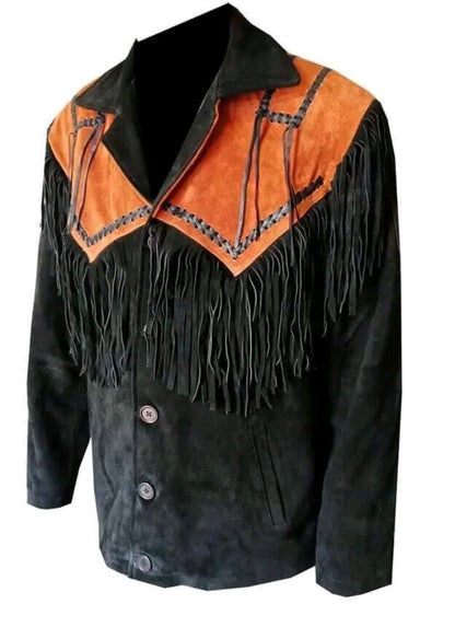 Mens Western Wear Suede Fringed Jacket-ZLC-WJM-1020