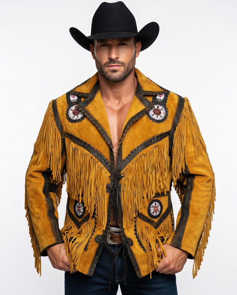 Mens Western Wear Suede Fringed Jacket ZLC-WJM-1001 - ZHIM LEATHER CREATIONS