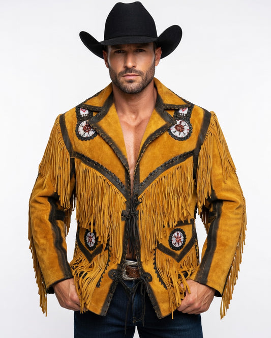 Mens Western Wear Suede Fringed Jacket ZLC-WJM-1001 - ZHIM LEATHER CREATIONS