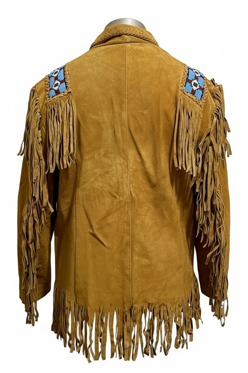 Men's Leather Buckskin Shirt War Shirt Buckskin fringed suede Leather Native American Mountain Man-ZLC-WLS-2031