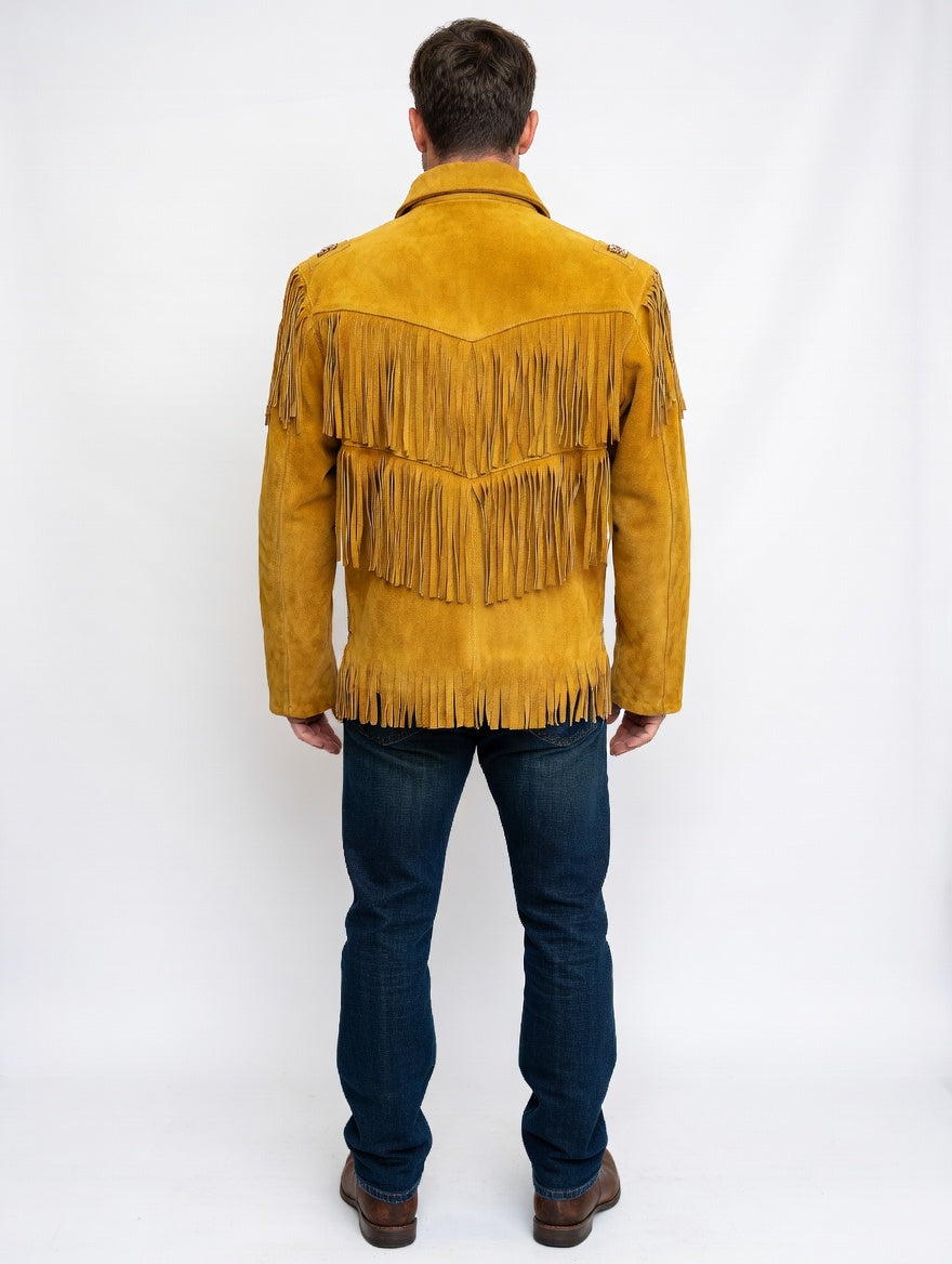 Men's Fringe Suede Leather Cowboy Jacket-ZLC-WJM-1048