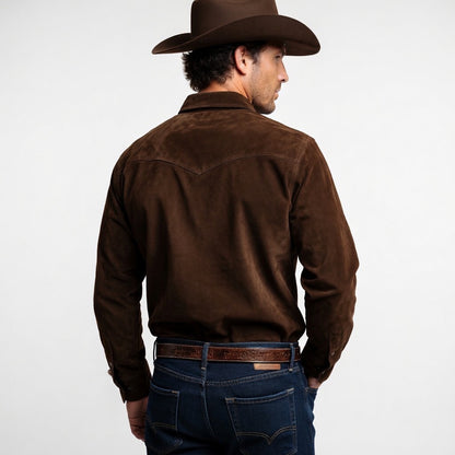 Men's Brown Suede Western Shirt