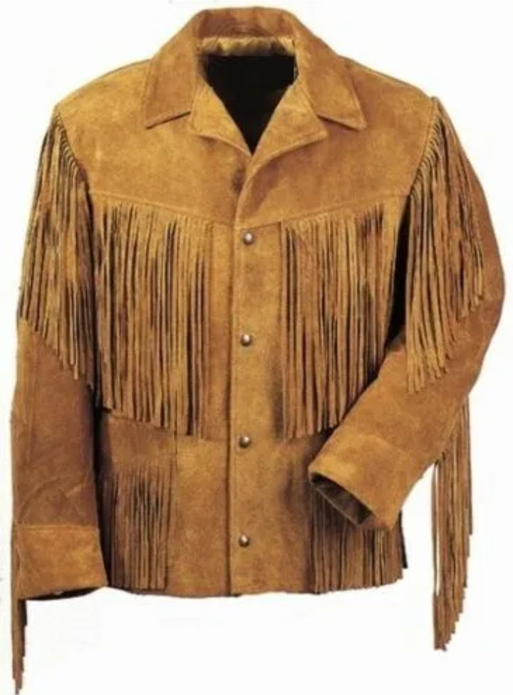 Men's Fringe Western Cowboy Suede Leather Jacket/ Top Native American Jacket-ZLC-WJM-1039