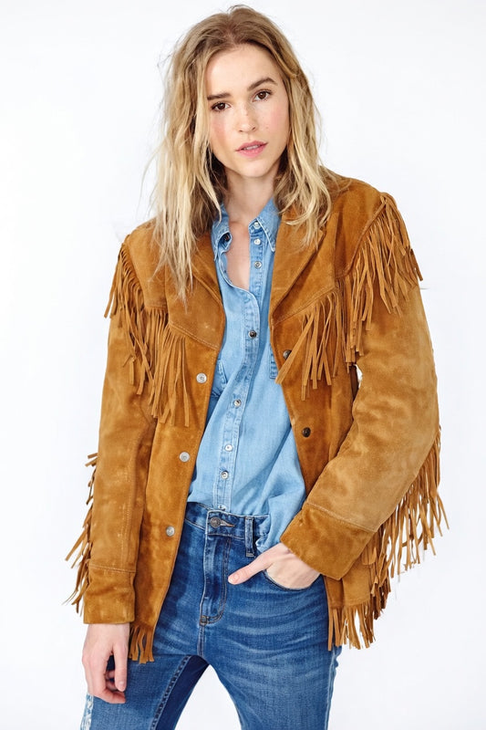 Women Fringe Suede Leather Biker Jacket -ZLC-WWJ-2074
