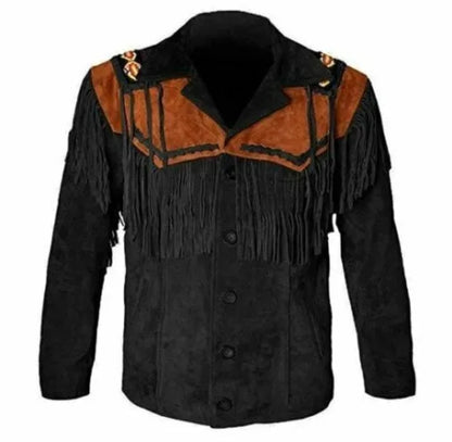 Men's Fringe Suede Leather Cowboy Jacket- ZLC-WJM-1044 Zhim Leather Creations