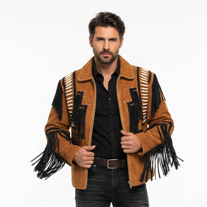 Men's Fringe Suede Leather Cowboy Jacket- ZLC-WJM-1038 - ZHIM LEATHER CREATIONS