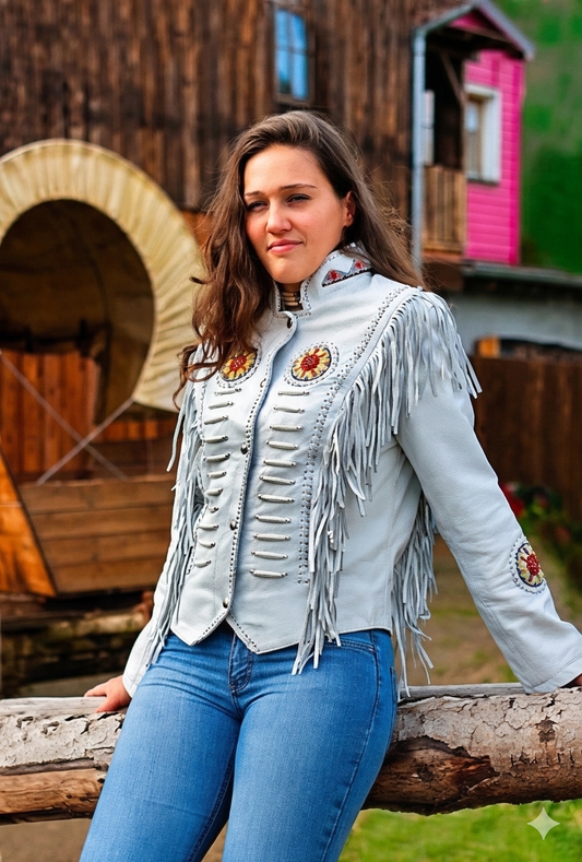 Women Fringe Suede Leather cowboy Jacket-ZLC-WWJ-2084