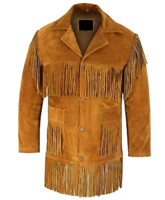 Men's Fringe Western Cowboy Suede Leather Jacket/ Top Native American Jacket-ZLC-WJM-1028