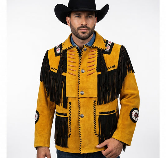 Mens Western Wear Fringed Leather Jacket - ZLC-WJM-1014, Stylish Fringed Leather Jacket for Men - ZHIM LEATHER CREATIONS