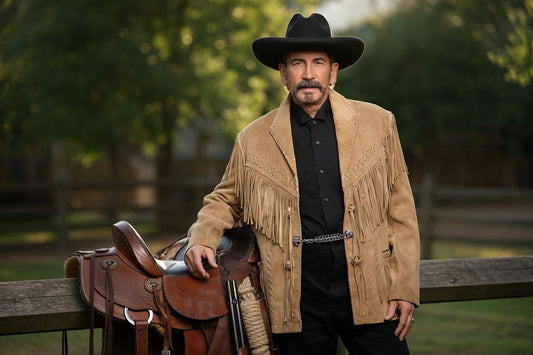 Men's Fringe Suede Leather Cowboy Jacket- ZLC-WJM-1026